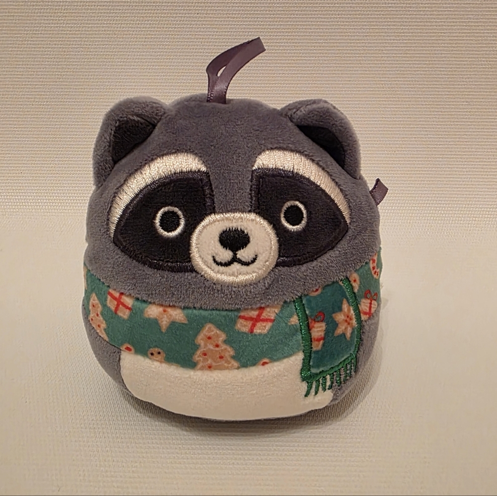 Squishmallows Holiday Racoon Plush Ornament